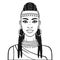 Animation portrait of the young beautiful African woman in a dreadlocks.