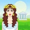 Animation portrait of the young beautiful Greek woman in ancient clothes in a laurel wreath.