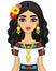 Animation portrait of the young beautiful Mexican girl in ancient clothes.