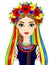 Animation portrait of the young Ukrainian girl in traditional clothes