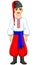 Animation portrait of the young Ukrainian man in traditional clothes. Full growth