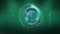 Animation of processing circle and user icons on green digital screen