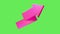 Animation purple arrow 3D point to screen on green background.