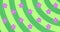 Animation of purple flowers spinning over green striped background