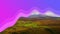 Animation of purple wave over beautiful countryside landscape