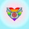 Animation Rainbow colored heart the heart in the armor is forced to defend itself.