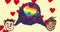 Animation of rainbow heart over hearts and boys icons