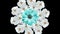 Animation of realistic flower bouquet with white daisies moving around with a large blue flower in the center. Black