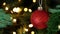 Animation of red bauble hanging on christmas tree