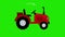 Animation of a red tractor. Cartoon tractor moving on the green screen background. Agricultural machinery. Alpha channel. 4K.