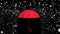 animation of red Umbrella under raindrops