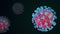 Animation Rendering Of Coronavirus COVID-19 Cells Composition On Abstract Dark Background