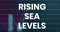 Animation of rising sea levels over financial graph