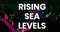 Animation of rising sea levels over financial graph