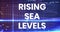 Animation of rising sea levels over financial graph
