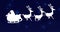 Animation of santa sleigh over stars on dark blue background