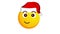 Animation of a sending a kiss yellow emoji in santa claus christmas hat isolated on white background. Positive emotions
