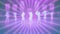 Animation of several silhouettes dancing on a pink equalizer on a purple rotating background