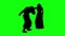 animation - silhouettes of people curtsy greeting   on green screen