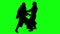 animation - silhouettes of people physical confrontation  on green screen