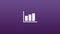 Animation of simple white bar graph icon with arrow axis, on dark purple background