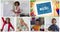 Animation of six screens of diverse children, teacher and maths text during online school lesson