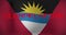 Animation of slumpflation text over flag of antigua and barbuda