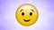 Animation of smiling emoji icon on purple background