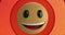Animation of a smiling emojie on orange circles in the background