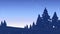 Animation of snowfall and santa riding sleigh over silhouette trees against clear sky