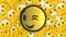 Animation of social media winking emoji icon surrounded by emojis