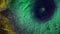 Animation of space flight through yellow and green nebula. Fly through outer space nebula and stars