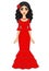 Animation Spanish girl in a red dress.