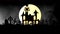 Animation of a spooky haunted house with flying bats Halloween