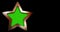 Animation stars. Animation of light shining on star with green frame on black background