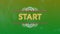 Animation of start text in yellow neon over dirt and scratches on green background