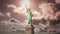 Animation Of Statue Of Liberty Under Clouds