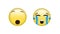 Animation of surprised and crying emoji social media emoji icons over white background