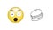 Animation of surprised emoji and coins social media emoji icons over white background