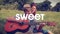 Animation of sweet over couple playing guitar