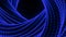 Animation with swirling loop on black background. Design. 3D twisting loop with snake texture. Rotating spiral made of