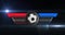 Animation of team and results banner with football and copy space over glowing blue light