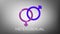 Animation of text heterosexual and linked pink and purple female and male gender symbols, on grey