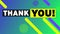 Animation of thank you text over colourful abstract shapes changing and waving