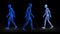 Animation of three blue human figures walking