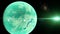 Animation with time lapse of green exoplanet with atmosphere.