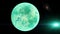 Animation with time lapse of green exoplanet with atmosphere.
