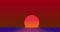 Animation Time Lapse, Vibrant beautiful sunset over ocean. Bright yellow sun disk on dark red sky cartoon bacground
