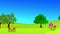 Animation with trees in the field