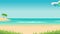 Animation of tropical landscape - beach, sea, waves, palms.